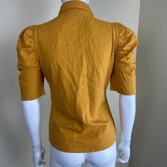 Nation LTD Women's Size S Yellow Ennis Workshirt Top NEW Retro Modern Cotton 70s - Picture 5 of 13